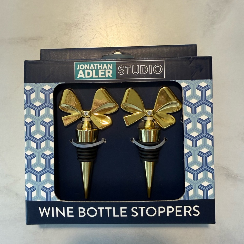 Jonathan Adler Gold Bow Wine Bottle Stoppers